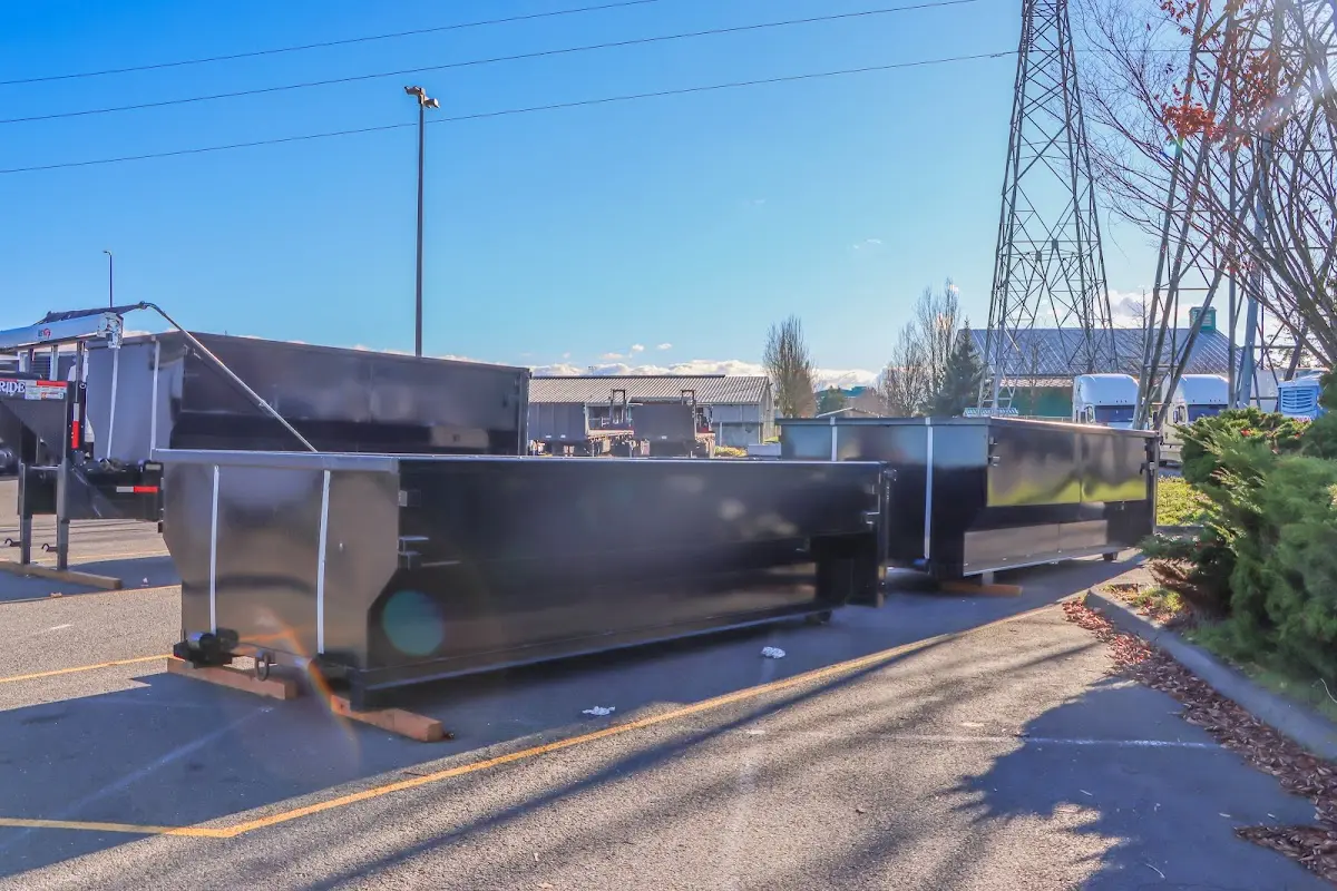 Roll-off dumpster ready for waste disposal at job site for 3 Yard Dumpster Rental in South Valley